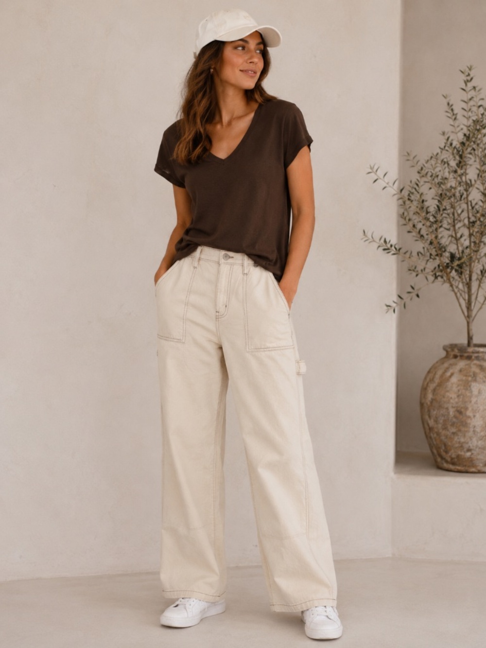 Arizona Jeans Carpenter Pants in Off White